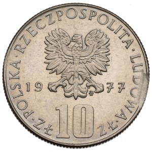 PRL, 10 złotych 1977 Prus - destrukt menniczy