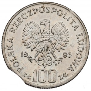 PRL, 100 złotych 1985 Przemysław II - destrukt końcówka blachy