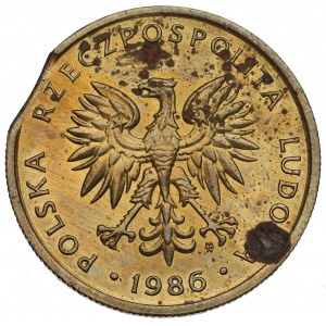 PRL, 5 złotych 1986 - destrukt