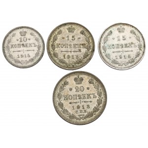 Rosja, Zestaw 10-20 kopiejek 1913-15