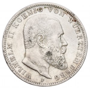 Niemcy, Wirtembergia, Wilhelm II, 3 marki 1909 F Stuttgart