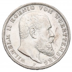 Niemcy, Wirtembergia, Wilhelm II, 3 marki 1909 F Stuttgart