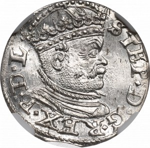 Stephan Bathory, 3 groschen 1586, Riga - NGC MS65
