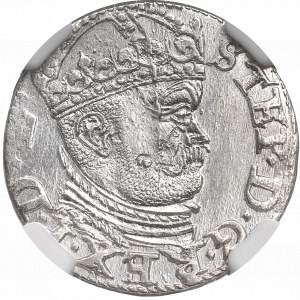 Stefan Batory, Trojak 1585, Ryga - NGC MS64