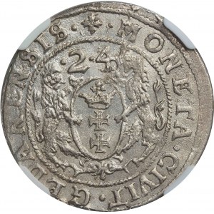 Sigismund III, 18 groschen 1624, Danzig - date overstriked NGC MS65