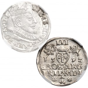 Sigismund III, 3 groschen 1592, Vilnius - NGC MS63