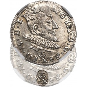 Zygmunt III Waza, Trojak 1590, Wilno - Chalecki nad napisem - NGC MS62 / B.RZADKI