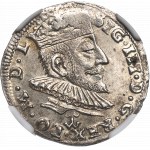 Zygmunt III Waza, Trojak 1590, Wilno - Chalecki nad napisem - NGC MS62 / B.RZADKI