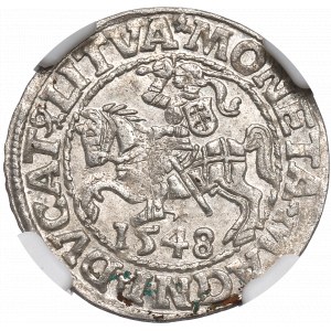Zygmunt II August, Półgrosz 1548 Wilno - LI/LITVA - NGC MS64