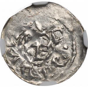 Bolesław III Krzywousty, Denar, Kraków - książę i biskup - NGC MS63