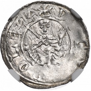 Bolesław III Krzywousty, Denar, Kraków - DVCIS BOLEZLA - NGC MS63 / B.RZADKI