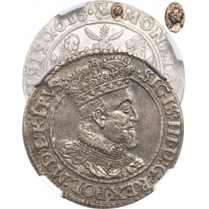 Sigismund III, 18 groschen 1618, Danzig - NGC AU58