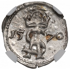 Sigismundus II Augustus, 2 denar 1570, Vilnius - NGC MS63