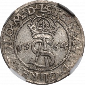 Sigismund II Augustus, 3 groschen 1564, Vilnius - L/L NGC AU58