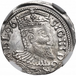 Sigismund III, 3 groschen 1596, Fraustadt - NGC MS60