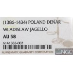 Władysław II Jagiełło, Denar bez daty, Wschowa - NGC AU58 / BARDZO RZADKI