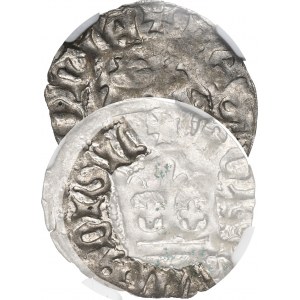 Władysław II Jagiełło, Półgrosz bez daty, Kraków - NGC AU55 / B.RZADKI