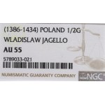 Władysław II Jagiełło, Półgrosz bez daty, Kraków - NGC AU55 / B.RZADKI