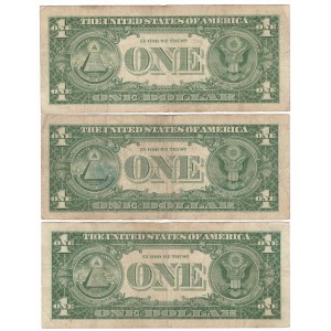 USA, set of banknotes 1 dollar (3 pcs)