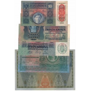 Austro-Węgry zestaw banknotów (5 egzemplarzy)