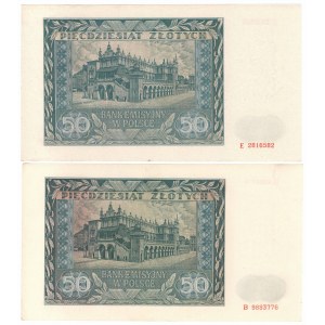 GG, 50 złotych 1941 B i E (2 egzemplarze)