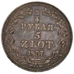 Zabór rosyjski, Mikołaj I, 3/4 rubla=5 złotych 1837 MW, Warszawa