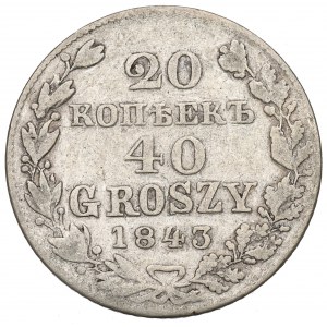 Zabór Rosyjski, Mikołaj I, 20 kopiejek=40 groszy 1843