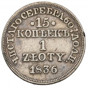 Poland under Russia, Nicholas I, 15 kopecks=1 zloty 1836 MW