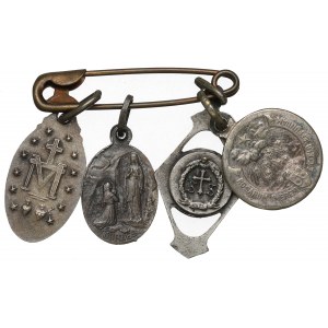 Europa, Zestaw 4 medalików religijnych - srebro