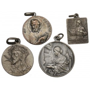 Europa, Zestaw 4 srebrnych medalików religijnych