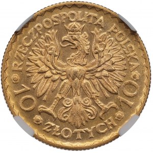 II Rzeczpospolita, 10 złotych 1925 Chrobry - NGC MS66