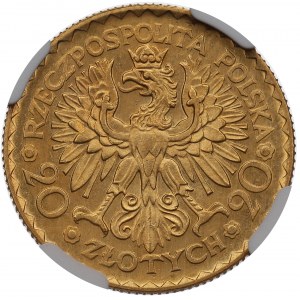 II Rzeczpospolita, 20 złotych 1925, Chrobry - NGC MS66