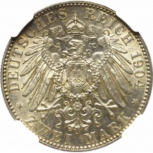 Niemcy, Saksonia, 2 marki 1904 - śmierć króla NGC MS63