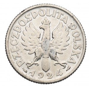 II RP, 1 złoty 1924 (róg i pochodnia), Paryż Kobieta i kłosy