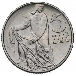 PRL, 5 złotych 1974 Rybak - niedobity sznur