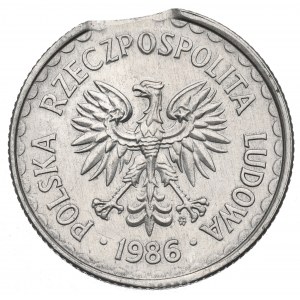 PRL, 1 złoty 1986 destrukt