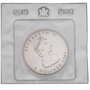 Canada, 5 dollars 1989 Maple leaf