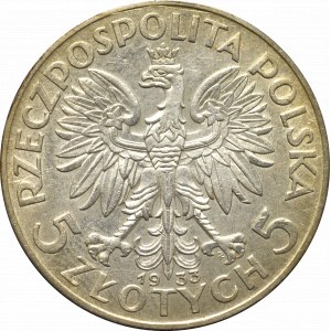 II Rzeczpospolita, 5 złotych 1933 Głowa kobiety