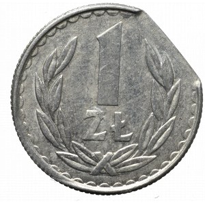 PRL, 1 złoty 1987 - destrukt końcówka blachy