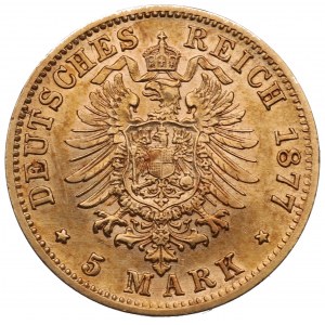 Germany, Wuertemberg, 5 mark 1877