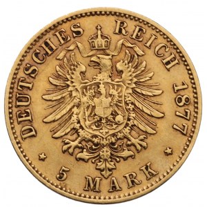Germany, Saxony, 5 mark 1877