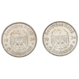 Germany, III Reich, Lot of 5 mark 1934