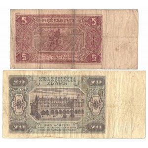 PRL, Zestaw 5 i 20 złotych 1948
