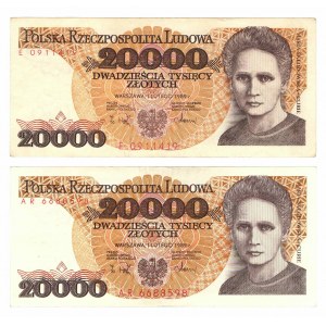 PRL, Zestaw 20 000 złotych 1989 E i AR