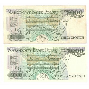 PRL, 5000 złotych 1988 - zestaw 2 egzemplarze
