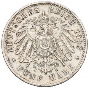 Germany, Wuertemberg, 5 mark 1903