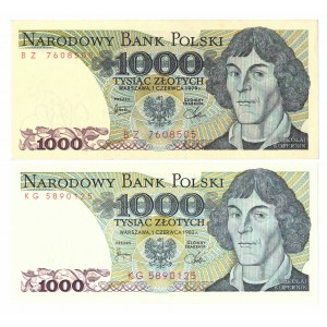 PRL, Zestaw 1000 złotych 1979 BZ i 1000 złotych 1982 KG