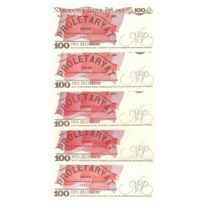 PRL, 100 złotych 1986 i 1988 - zestaw 5 egzemplarzy