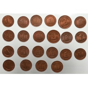 Germany, Weimar Republic, 1 pfennig 1923 Berlin - lot of mint coins