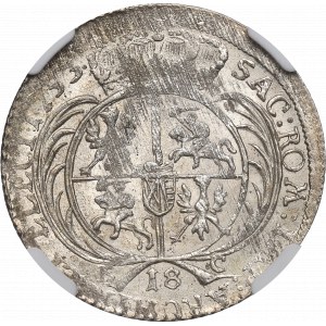 August III Sas, Ort 1753 EC, Lipsk małe popiersie - NGC MS60